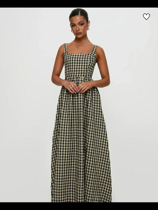 Princess Polly Gingham Square-Neck Maxi Dress in Black and Cream - Picture 4 of 7